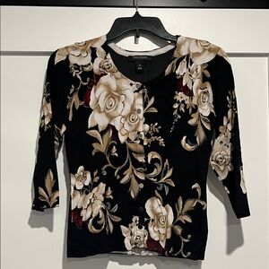 White House Black Market Black and Cream Cardigan